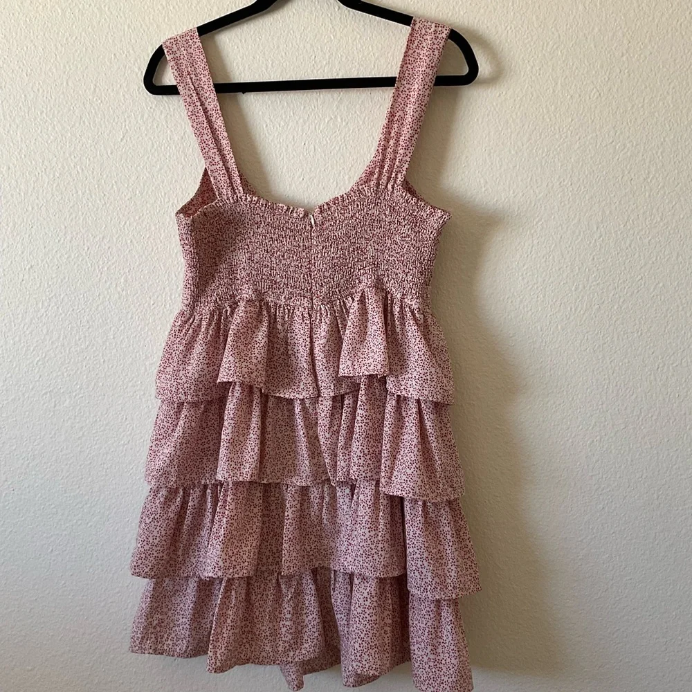 BABYDOLL DRESS layered red and white floral pattern size medium - Picture 7 of 7